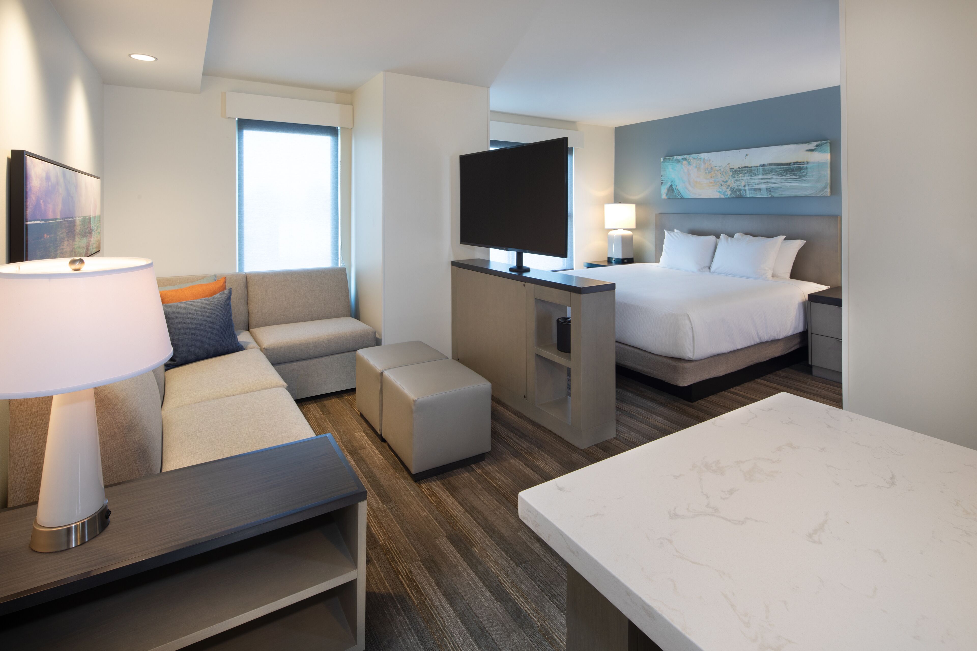 studio, 1 king bed with sofa bed, kitchen | in-room safe, desk, laptop workspace, blackout curtains