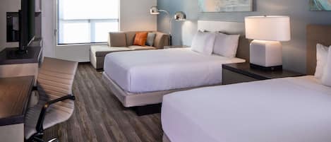 Room, 2 Queen Beds | In-room safe, desk, laptop workspace, blackout drapes