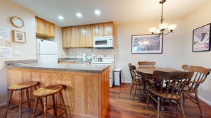 Fridge, microwave, oven, dishwasher