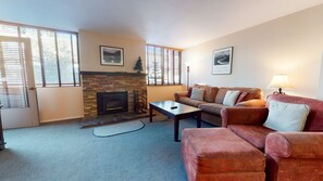 TV, fireplace, DVD player, stereo