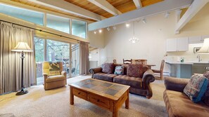 TV, fireplace, DVD player, stereo