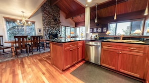 Fridge, microwave, oven, dishwasher - Bridges Townhome 9 Deluxe, Mountain View Townhome with Private Decks and Washer Dryer, Walk to Slopes by RedAwning (Mammoth Lakes)