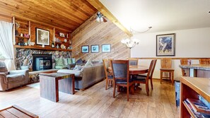 TV, fireplace, DVD player, offices