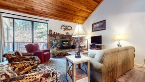 TV, fireplace, DVD player