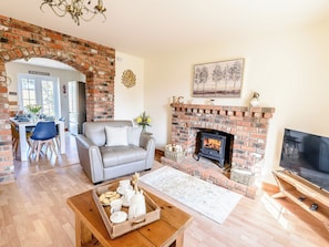 TV, fireplace