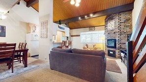 TV, fireplace, video game console, DVD player