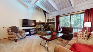 TV, fireplace, DVD player