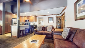 TV, fireplace, DVD player - Horizons 4 166 Updated Upstairs Unit with Private Washer Dryer, Walk to Town, On Shuttle Route to Lodges by RedAwning (Mammoth Lakes)