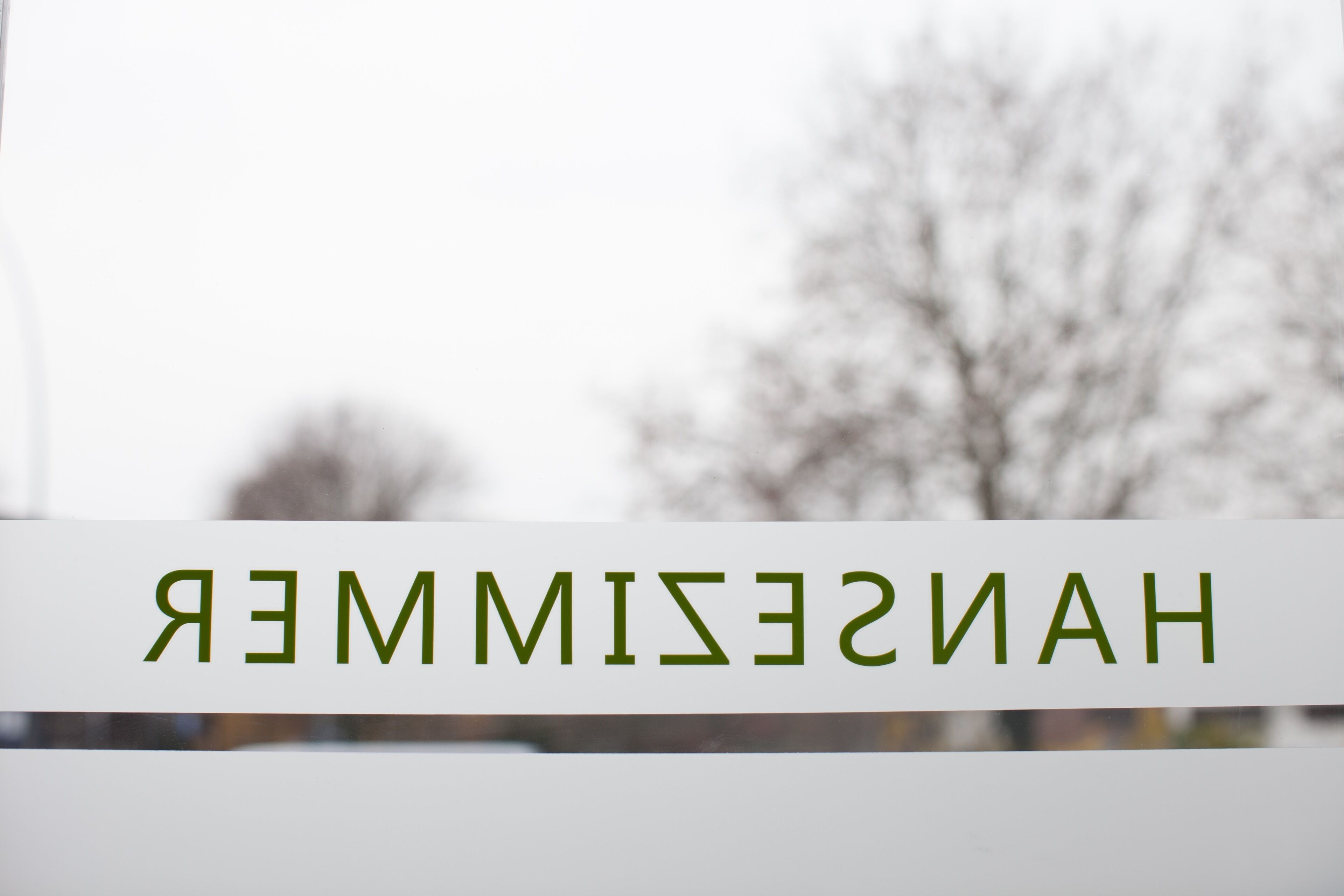 A sign with the word "HANSIMISAN" in green letters on a white background.