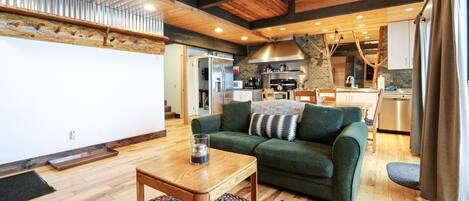 Een televisie, een open haard en een dvd-speler