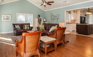 TV, DVD player, ping pong, books