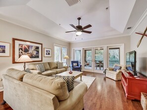 TV, DVD player, stereo