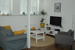 Televisie, een dvd-speler en boeken