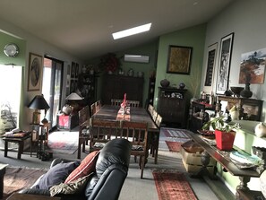 Dining - Art House.Paintings in hallway, bathroom, toilet, living areas and bedrooms.  (Huonville)