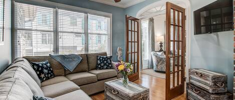 TV, DVD player, ping pong