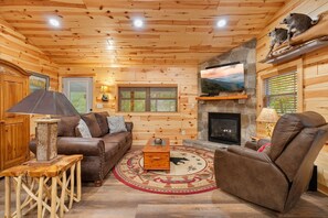 Cabin, 2 Bedrooms | Living area | TV - Beside Still Water 2 - 2 Bedrooms, 2 Baths, Sleeps 6 Home by RedAwning (Cosby)