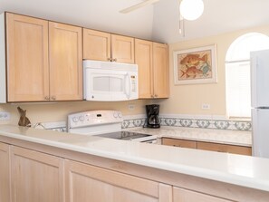 Fridge, oven, coffee/tea maker