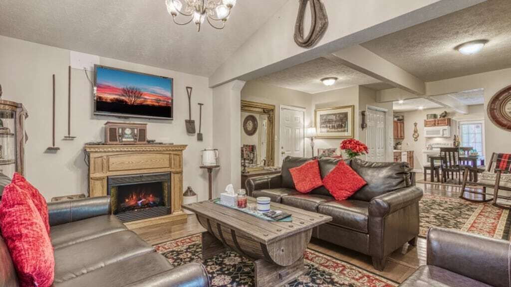 TV, fireplace