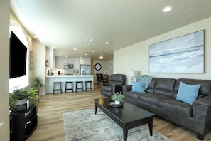 Smart TV, fireplace, DVD player