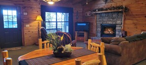 Smart TV, fireplace, DVD player