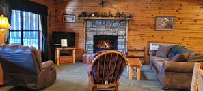 Smart TV, fireplace, DVD player