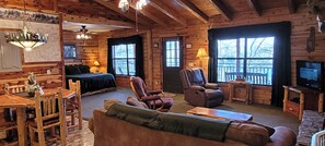 Smart TV, fireplace, DVD player