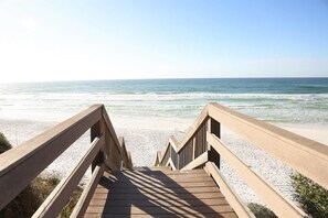 A wooden boardwalk leading to a beach with a clear view of the ocean. - 2 The Sea |Steps to Private Beach | Community Pool (Santa Rosa Beach)