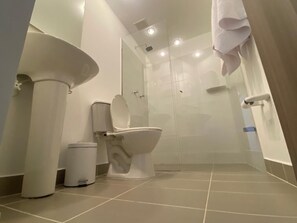 Ducha, secador de pelo, toallas