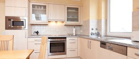 Fridge, microwave, oven, dishwasher