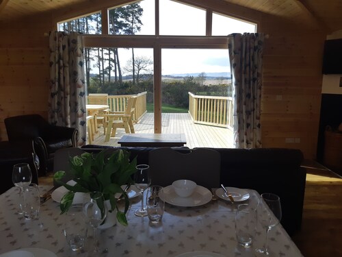 2-bedroom family friendly lodge in private woodland with luxury sauna....