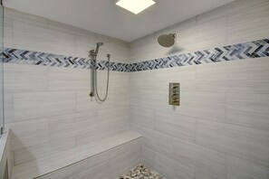 Bathtub, hair dryer, towels