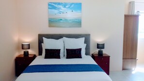 3 bedrooms, desk, iron/ironing board, travel cot