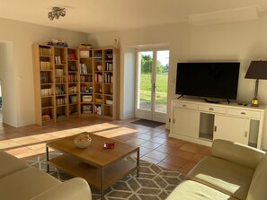 Smart TV, books, video library, offices