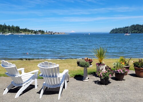 Beachfront Home With Sweeping Views of Water and Mount Baker