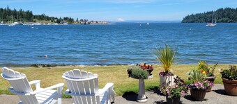 Beachfront Home With Sweeping Views of Water and Mount Baker