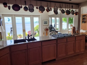 Fridge, microwave, oven, stovetop - Beachfront Home With Sweeping Views of Water and Mount Baker (Port Ludlow)