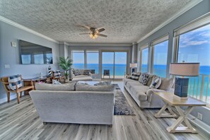 Condo, 3 Bedrooms | Living area - Spacious Tropical Condominium at 17th Floor with Beach and Pool Access - Unit 1707 by RedAwning (Panama City Beach)