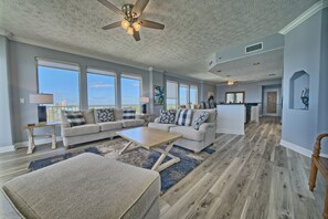 Condo, 3 Bedrooms | Living area - Spacious Tropical Condominium at 17th Floor with Beach and Pool Access - Unit 1707 by RedAwning (Panama City Beach)