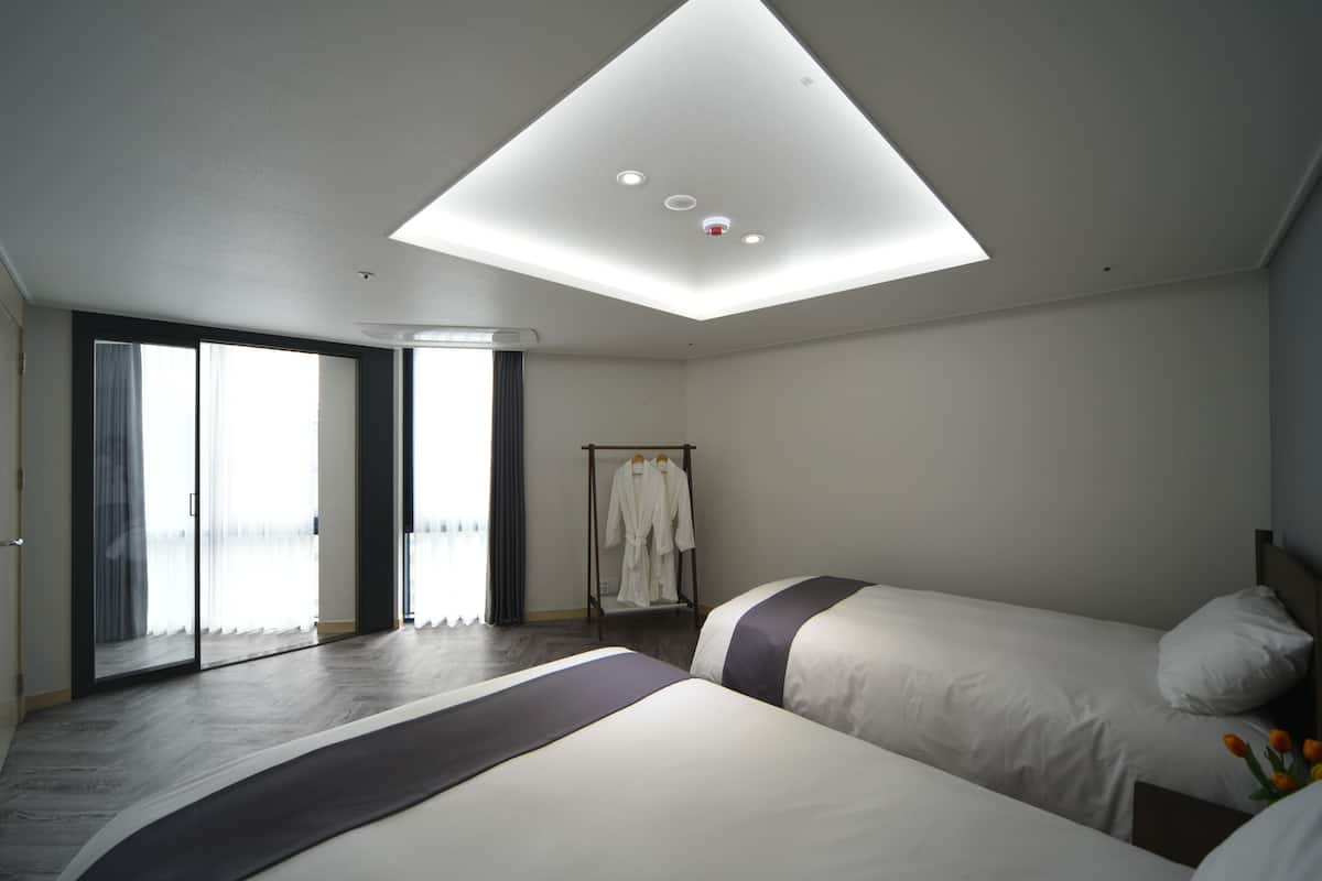 1 bedroom, desk, blackout curtains, iron/ironing board
