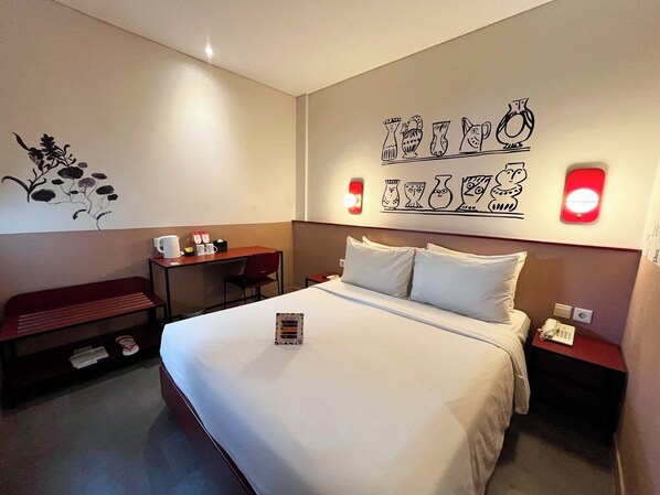 标准双人房 (HAPPY ROOM DOUBLE) | 高档床上用品、办公桌、笔记本电脑工作区、免费 WiFi