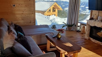 Smart TV, fireplace, video-game console, table tennis