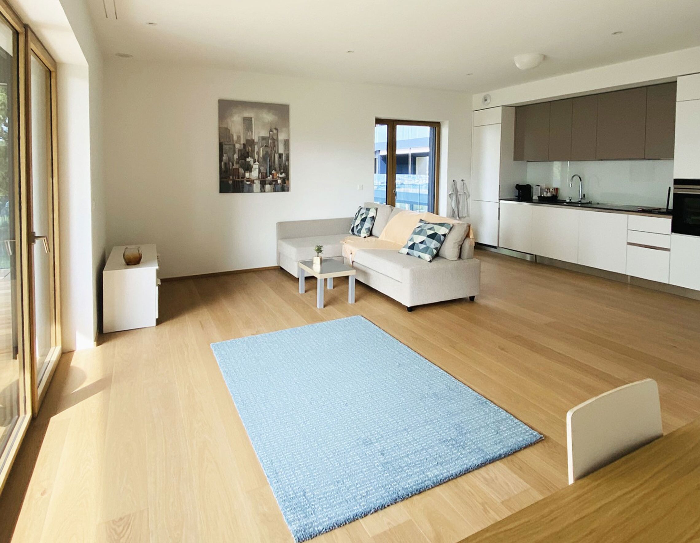 apartment | living area | flat-screen tv, heated floors