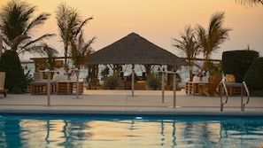 Outdoor pool, pool loungers
