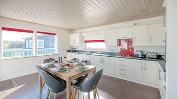 Microwave, oven, coffee/tea maker, high chair