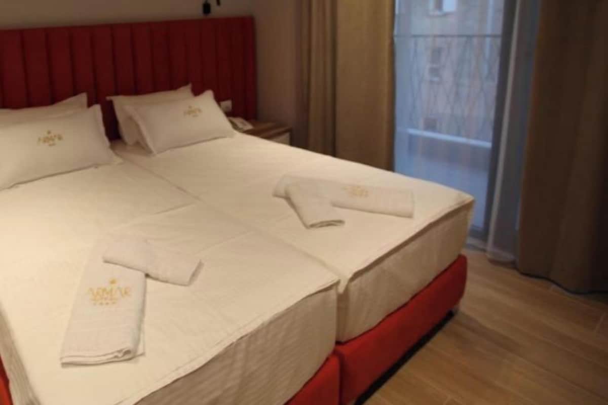 Desk, free WiFi, bed sheets