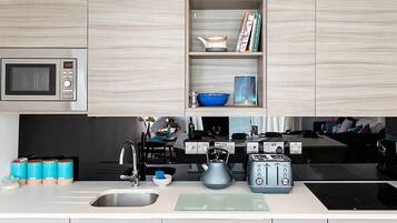 Fridge, microwave, oven, dishwasher