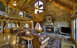 Smart TV, fireplace, video games, DVD player