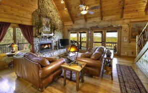 Smart TV, fireplace, video games, DVD player