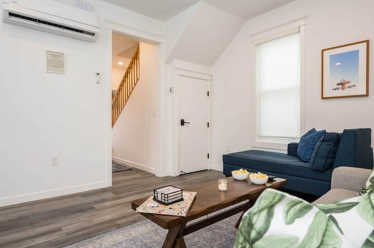 A/C split units provide heating and cooling throughout the house