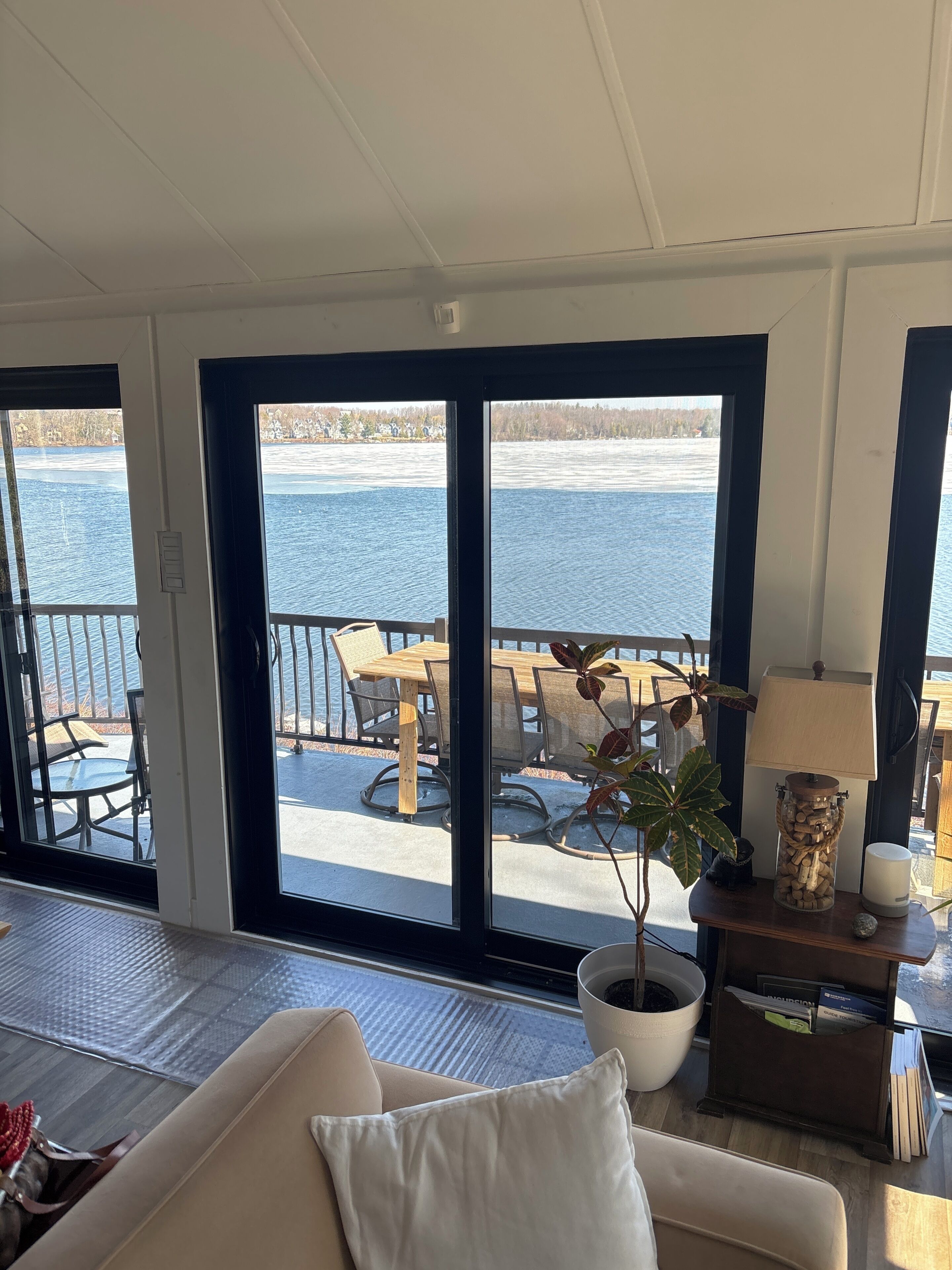 Smart TV, fireplace, DVD player, books